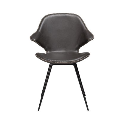 DAN-FORM Karma spisebordsstol - vintage grå kunstlæder og sort stål