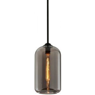 District Loftlampe i glas og jern Ø20,5 cm 1 x E27 - Smoked/Sort