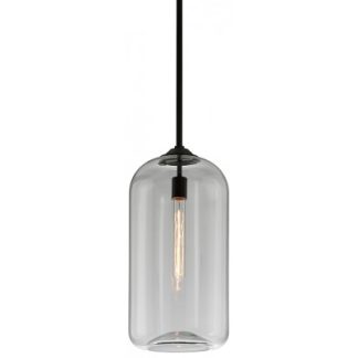 District Loftlampe i glas og jern Ø25,5 cm 1 x E27 - Satineret sort/Sort