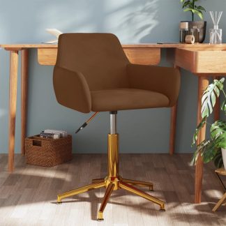 Drejelig spisebordsstol fløjl brun