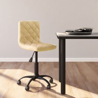 Drejelig spisebordsstol fløjl cremefarvet