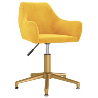 Drejelig spisebordsstol fløjl gul