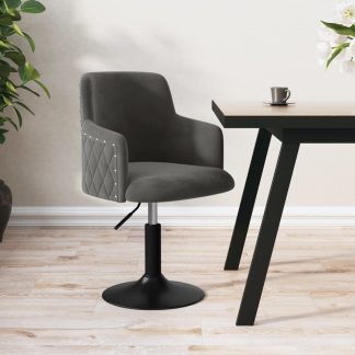 Drejelig spisebordsstol fløjl mørkegrå