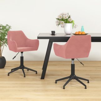 Drejelig spisebordsstol fløjl pink