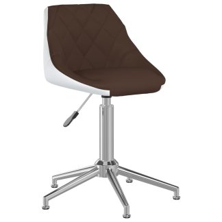 Drejelig spisebordsstol kunstlæder brun og hvid
