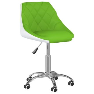 Drejelig spisebordsstol kunstlæder grøn og hvid