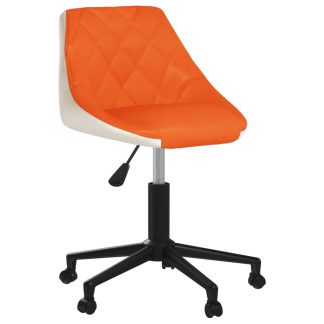 Drejelig spisebordsstol kunstlæder orange og hvid