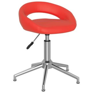 Drejelig spisebordsstol kunstlæder rød