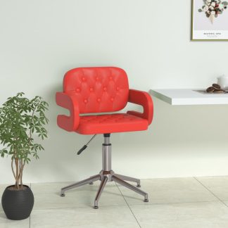 Drejelig spisebordsstol kunstlæder rød
