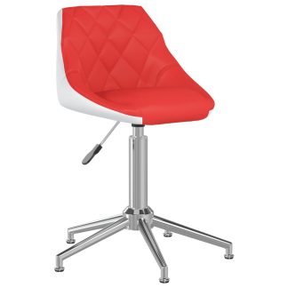 Drejelig spisebordsstol kunstlæder rød og hvid