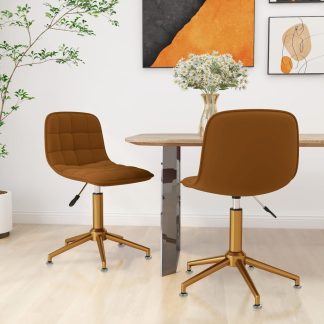 Drejelige spisebordsstole 2 stk. fløjl brun