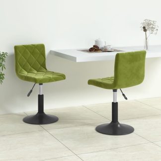 Drejelige spisebordsstole 2 stk. fløjl lysegrøn