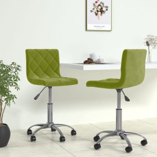 Drejelige spisebordsstole 2 stk. fløjl lysegrøn