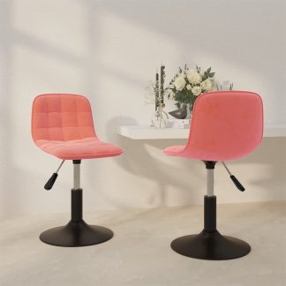 Drejelige spisebordsstole 2 stk. fløjl lyserød