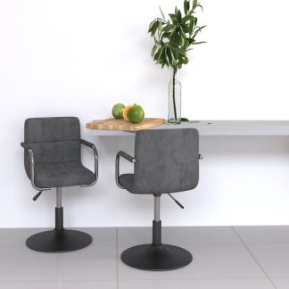 Drejelige spisebordsstole 2 stk. fløjl mørkegrå