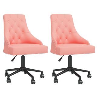 Drejelige spisebordsstole 2 stk. fløjl pink