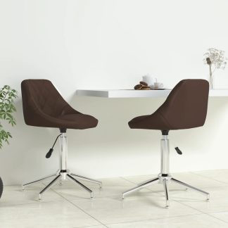 Drejelige spisebordsstole 2 stk. kunstlæder brun