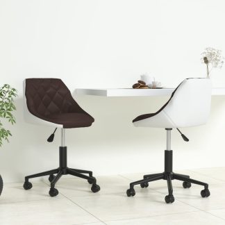 Drejelige spisebordsstole 2 stk. kunstlæder brun og hvid