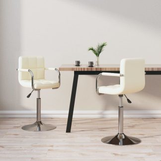 Drejelige spisebordsstole 2 stk. kunstlæder cremefarvet