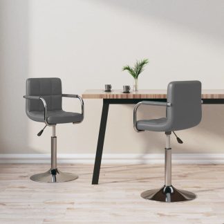 Drejelige spisebordsstole 2 stk. kunstlæder grå