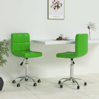 Drejelige spisebordsstole 2 stk. kunstlæder grøn