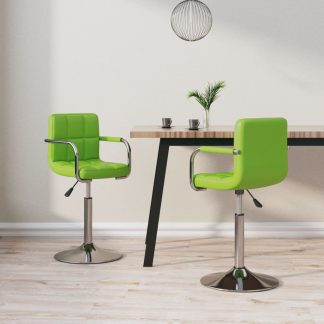 Drejelige spisebordsstole 2 stk. kunstlæder grøn