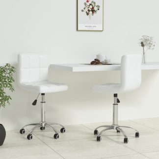 Drejelige spisebordsstole 2 stk. kunstlæder hvid