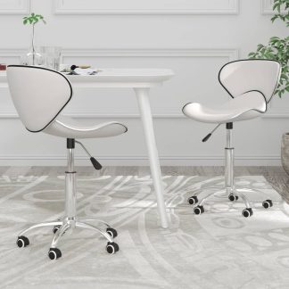 Drejelige spisebordsstole 2 stk. kunstlæder hvid