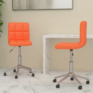 Drejelige spisebordsstole 2 stk. kunstlæder orange