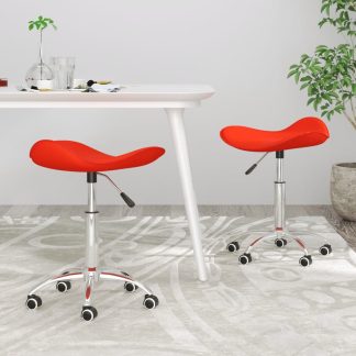 Drejelige spisebordsstole 2 stk. kunstlæder rød