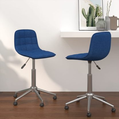 Drejelige spisebordsstole 2 stk. stof blå
