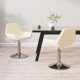 Drejelige spisebordsstole 2 stk. stof cremefarvet