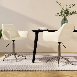 Drejelige spisebordsstole 2 stk. stof cremefarvet