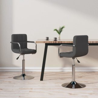 Drejelige spisebordsstole 2 stk. stof mørkegrå