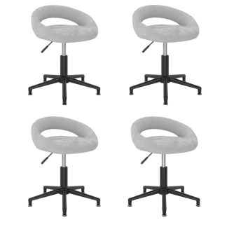 Drejelige spisebordsstole 4 stk. fløjl grå