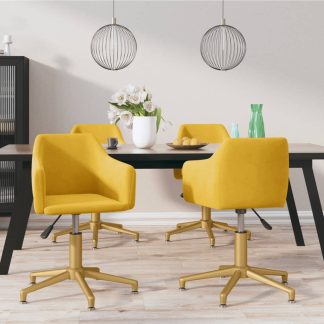 Drejelige spisebordsstole 4 stk. fløjl gul