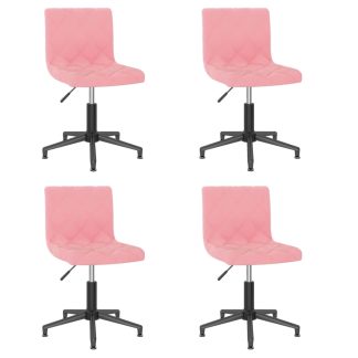 Drejelige spisebordsstole 4 stk. fløjl lyserød