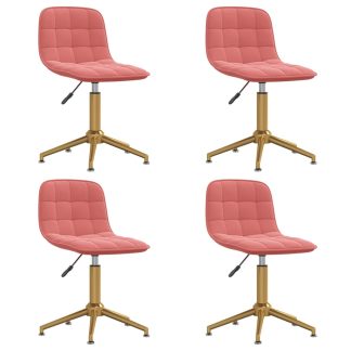 Drejelige spisebordsstole 4 stk. fløjl lyserød