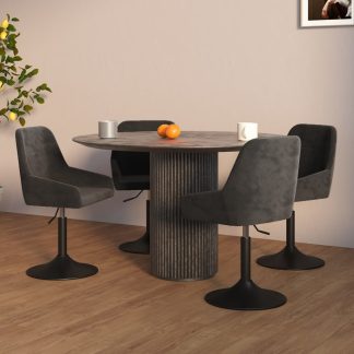 Drejelige spisebordsstole 4 stk. fløjl mørkegrå