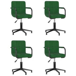 Drejelige spisebordsstole 4 stk. fløjl mørkegrøn