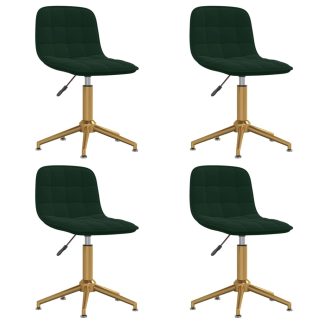 Drejelige spisebordsstole 4 stk. fløjl mørkegrøn