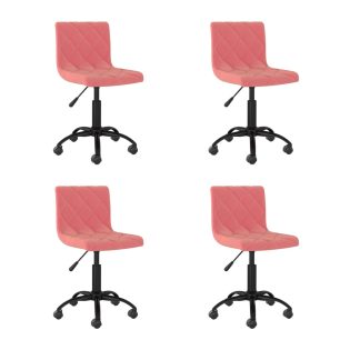 Drejelige spisebordsstole 4 stk. fløjl pink