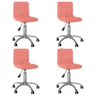 Drejelige spisebordsstole 4 stk. fløjl pink