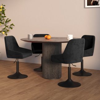 Drejelige spisebordsstole 4 stk. fløjl sort