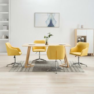 Drejelige spisebordsstole 4 stk. gul stof