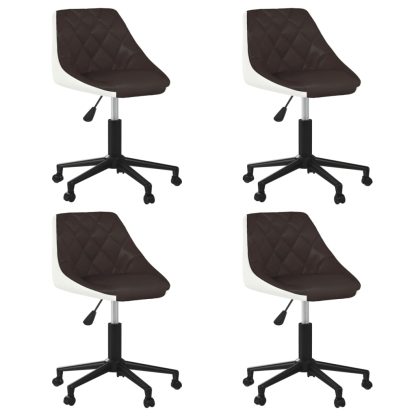 Drejelige spisebordsstole 4 stk. kunstlæder brun og hvid