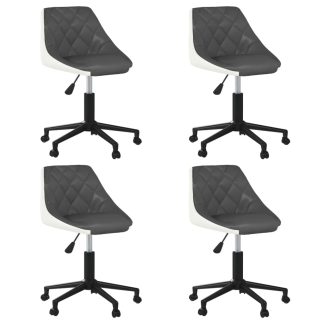 Drejelige spisebordsstole 4 stk. kunstlæder grå og hvid