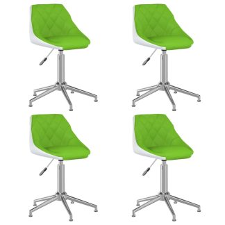 Drejelige spisebordsstole 4 stk. kunstlæder grøn og hvid