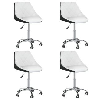 Drejelige spisebordsstole 4 stk. kunstlæder hvid og sort