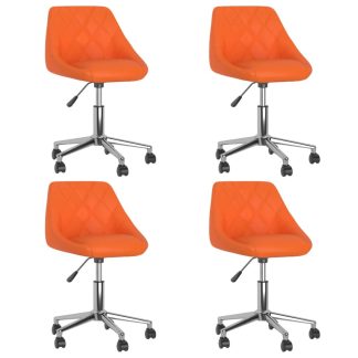 Drejelige spisebordsstole 4 stk. kunstlæder orange